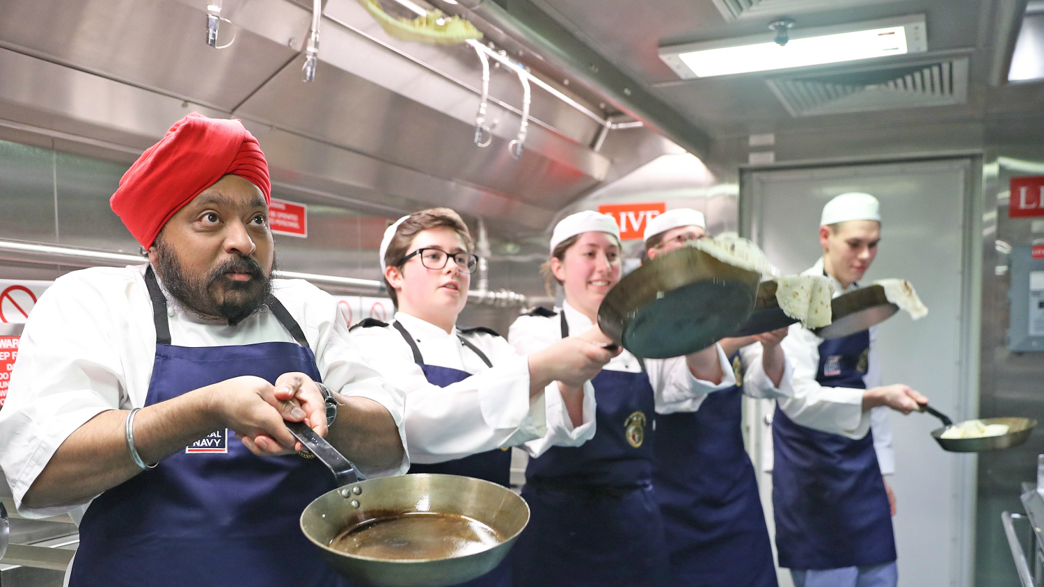 Image of Pancake flipping onboard HMS Queen Elizabeth