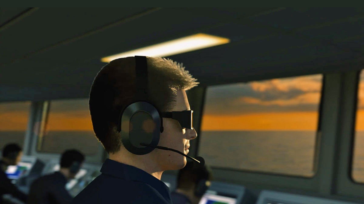 Combat systems video still in bridge