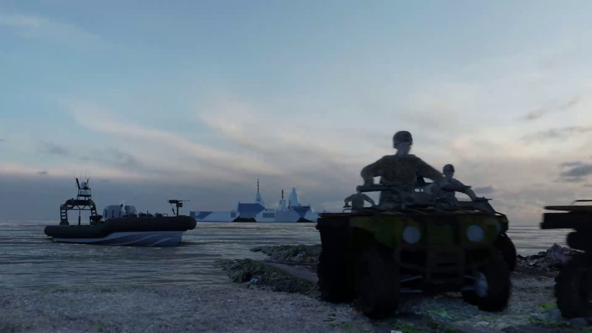 Adaptable Strike Frigate view from beach