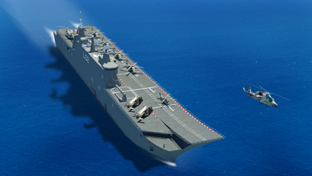 Landing Helicopter Dock ship above view