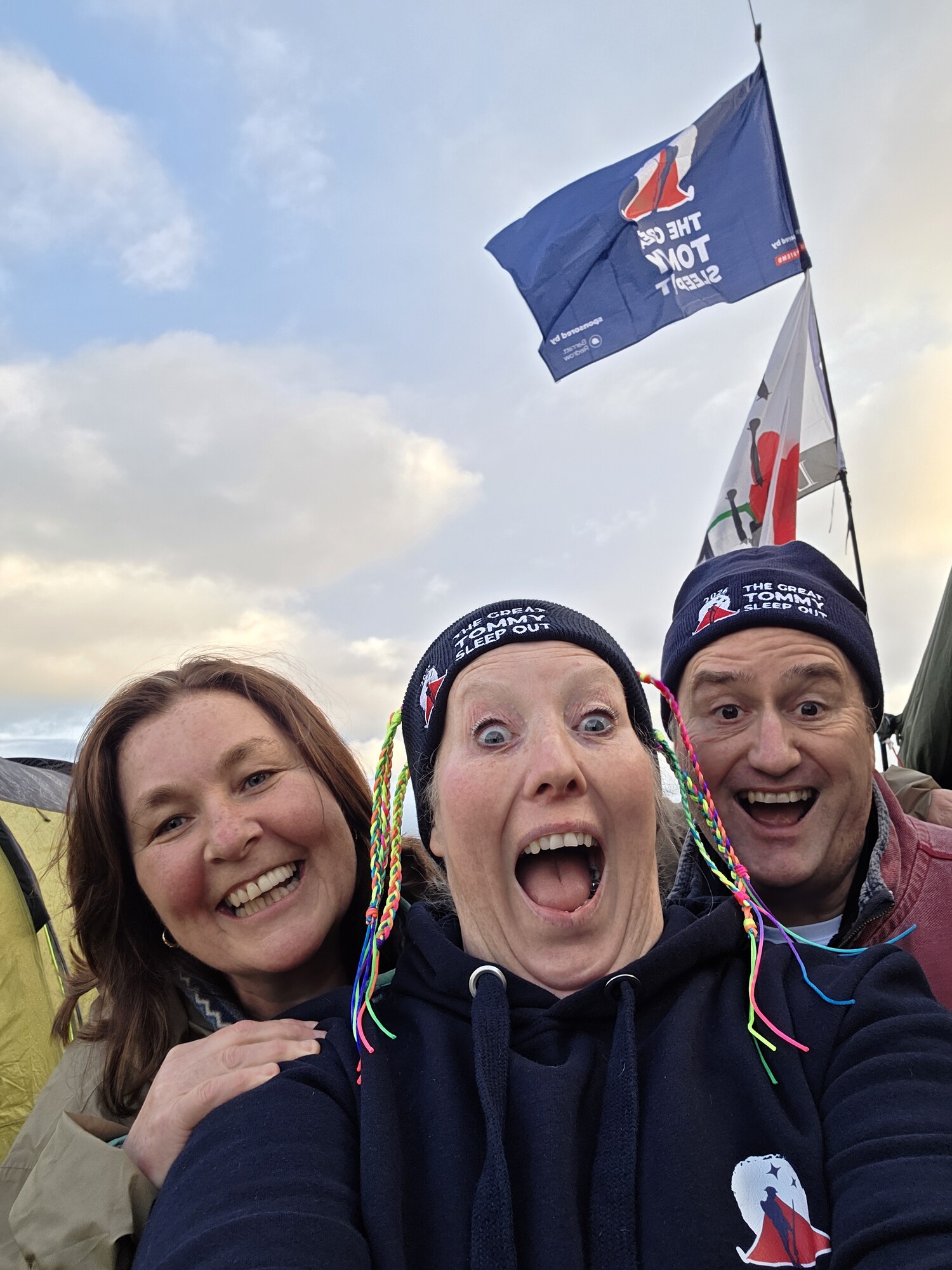 Louise with colleagues - The Great Tommy Sleepout - 2026