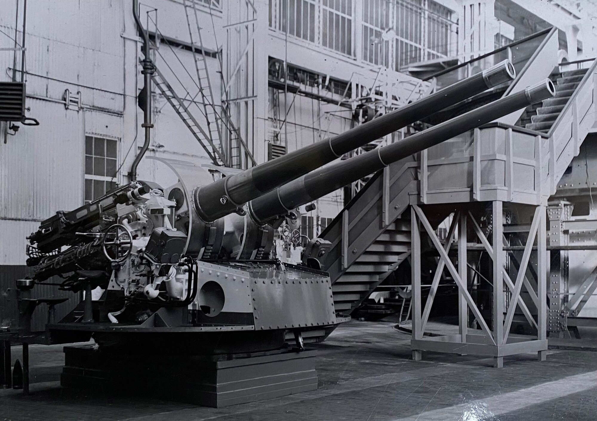 4.7 inch twin mounting naval gun, Vickers-Armstrongs Ltd Elswick Works, 21st February 1939.