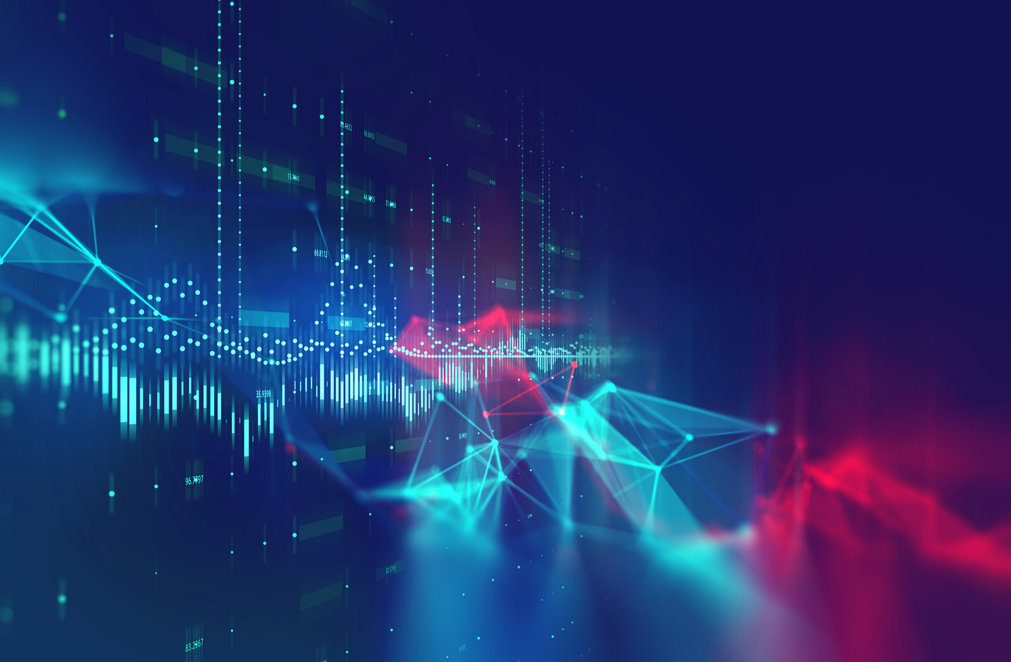 Dots and lines connection on white abstract technology background