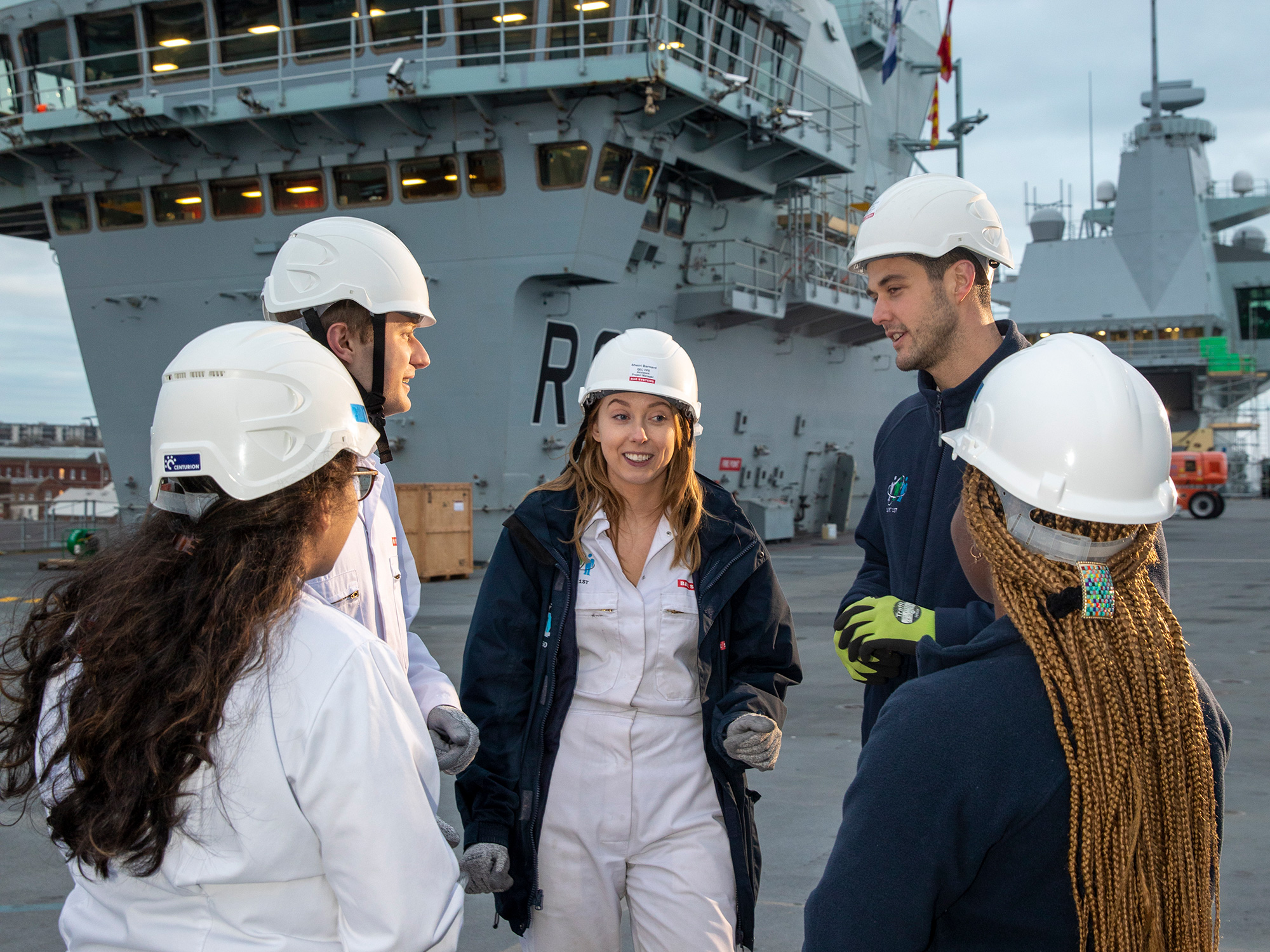 Apprentices aboard aircraft carrier