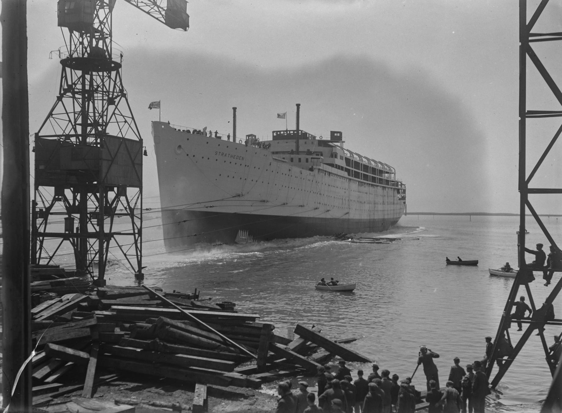 Stratheden launched, Top Yard Slipway, on 10th July 1937 at Vickers Armstrong, Barrow for P&O to use on its UK to Australia run.