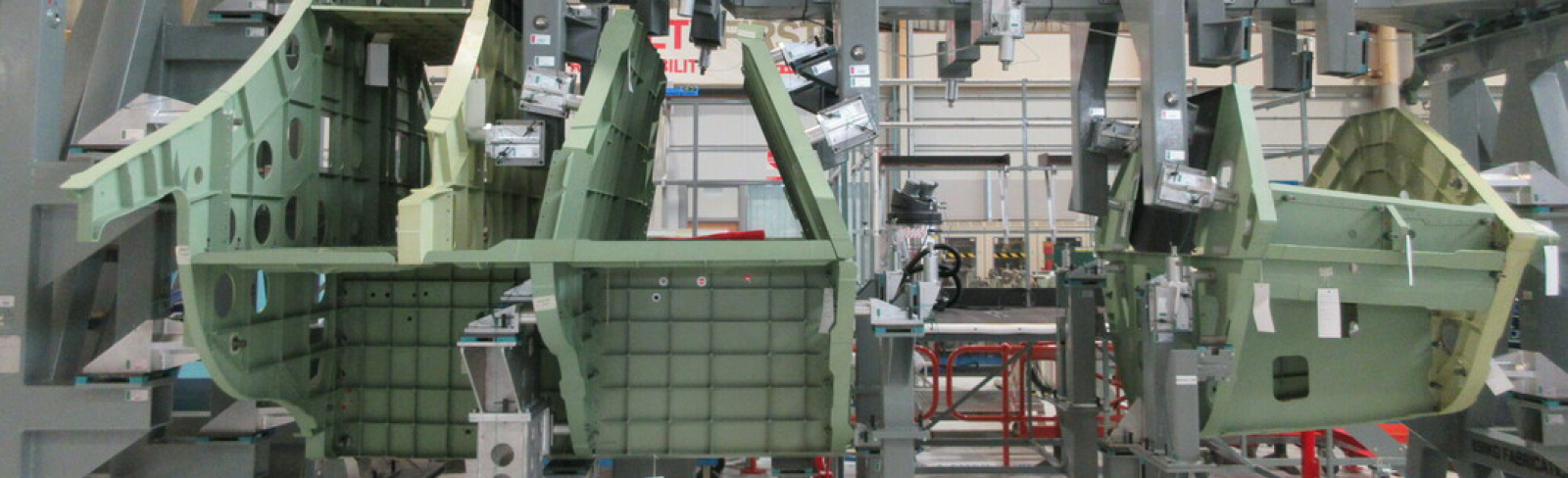 The combat air demonstrator aircraft being manufactured in a jig