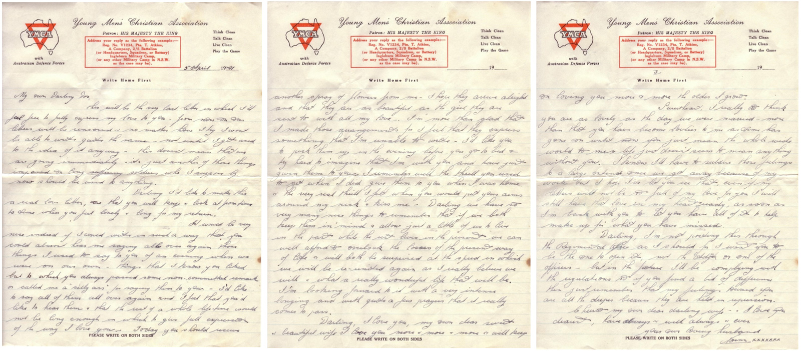 Letters written the night Eliza's grandfather sailed to war.