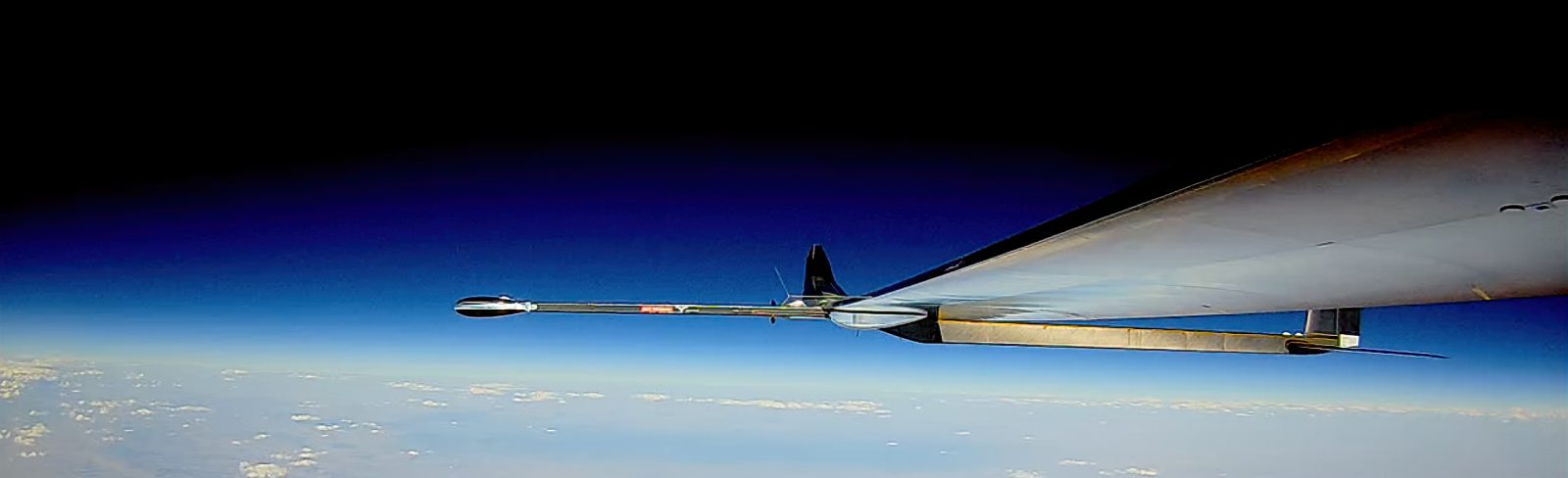 View of PHASA-35 wing flying over the earth in the stratosphere
