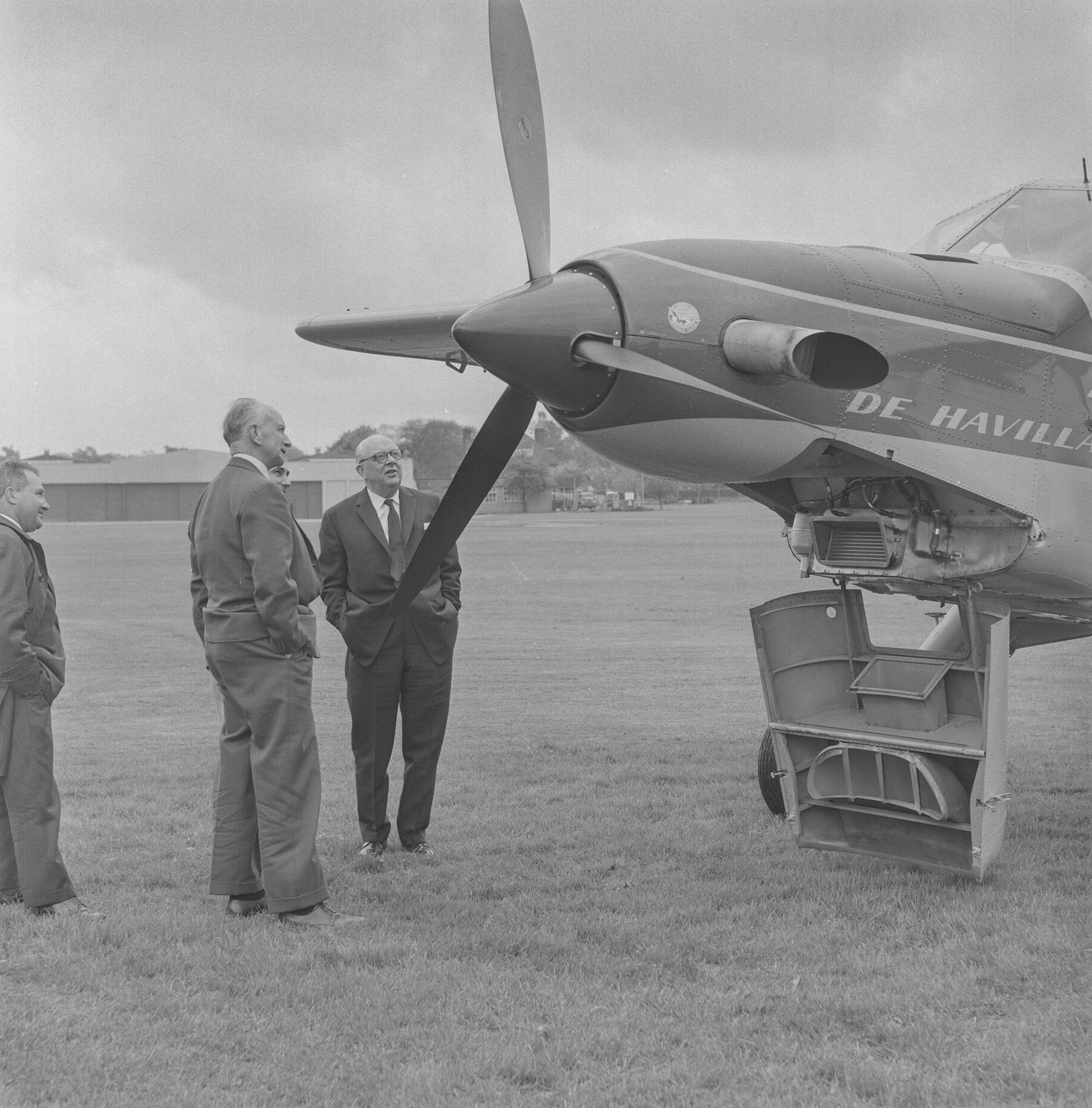 Air Commodore Banks awaiting flight in a de Havilland Canada DHC-2T Turbo Beaver at Hatfield, 11th May 1966.