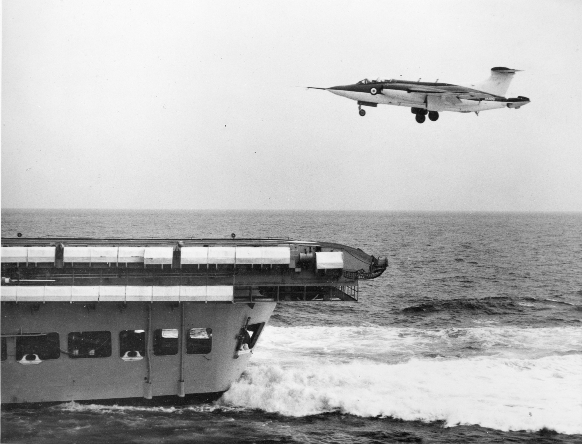 Blackburn Buccaneer B103 S1 (XK489) performing touch and go trials on HMS Victorious, 10th July 1959.