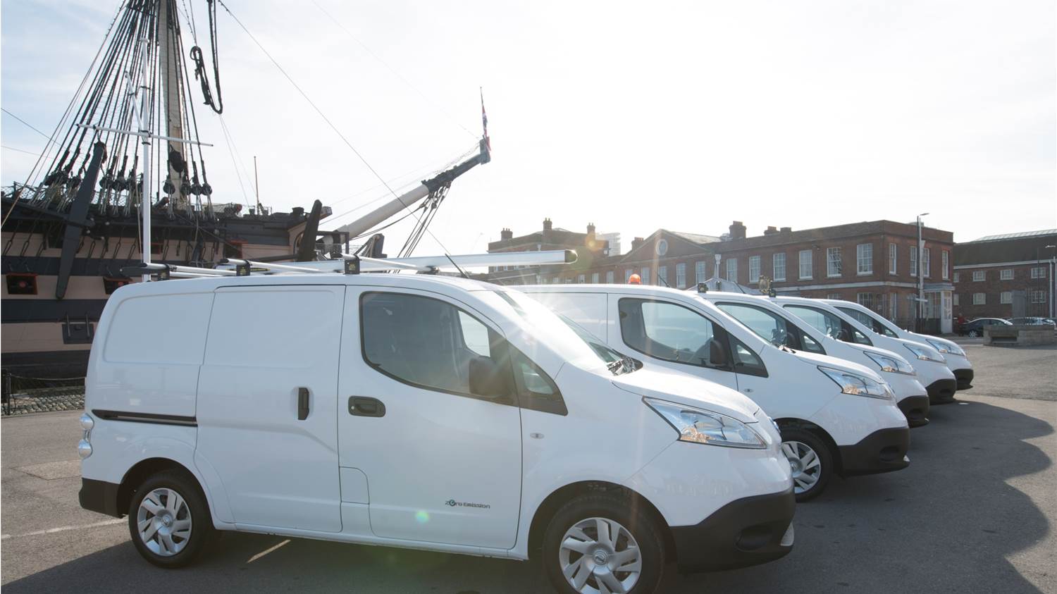 The all-electric Nissan vans will reduce carbon dioxide emissions from the naval base’s vehicle fleet by around 40 per cent.