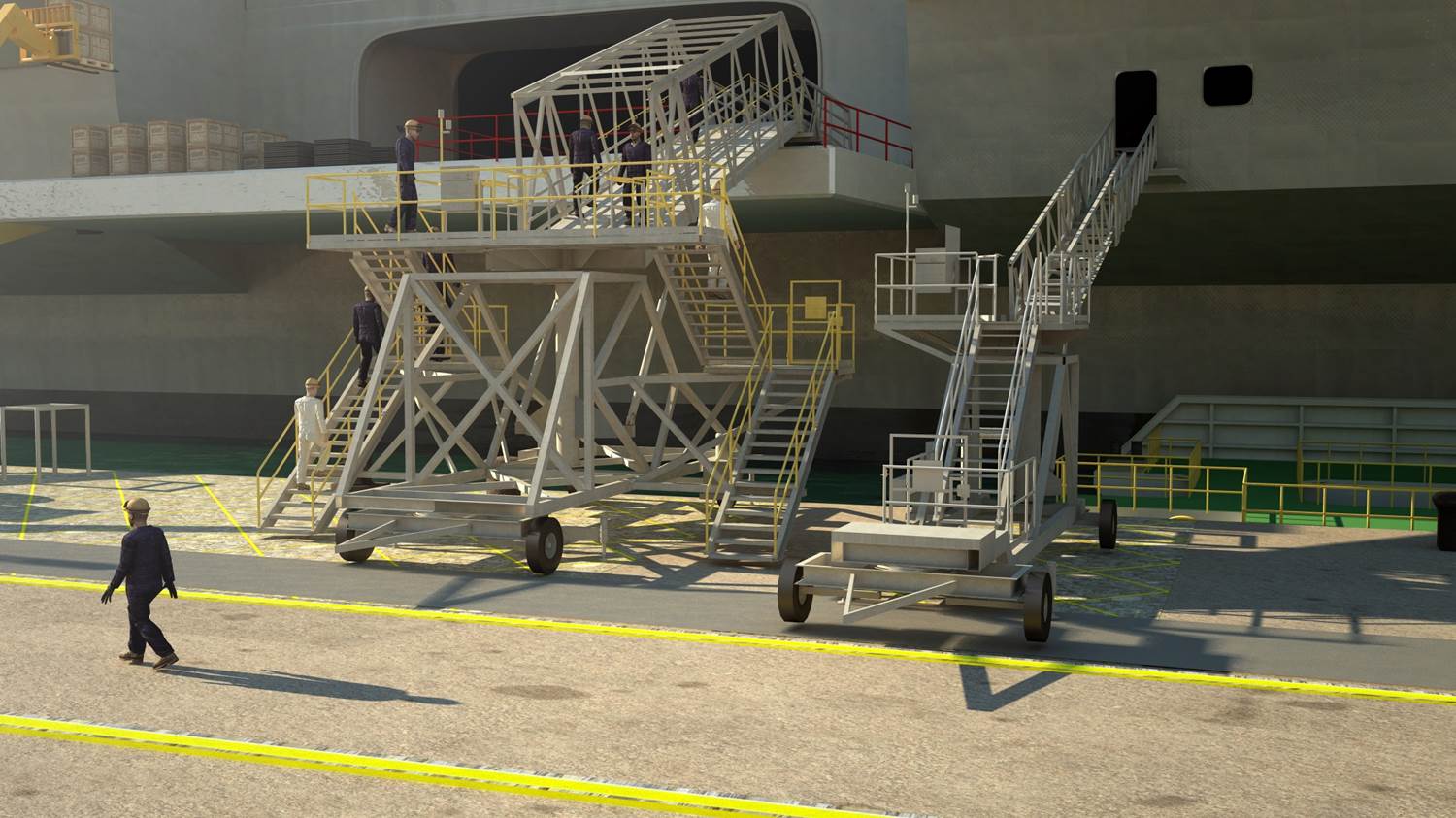 The reception point brow and aircraft lift brow are bespoke to the Queen Elizabeth Class.