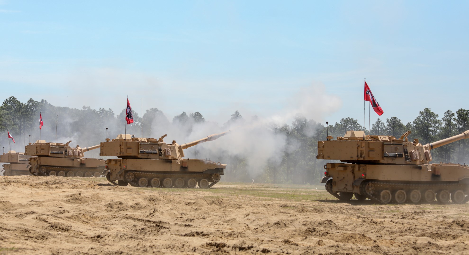 Soldiers with the North Carolina National Guard’s 1st Battalion, 113th Field Artillery Regiment, fire newly fielded M109A7 Self-Propelled Howitzer Systems at Fort Bragg, North Carolina, May 20, 2021. (U.S. Army Photo by Staff Sgt. Mary Junell)