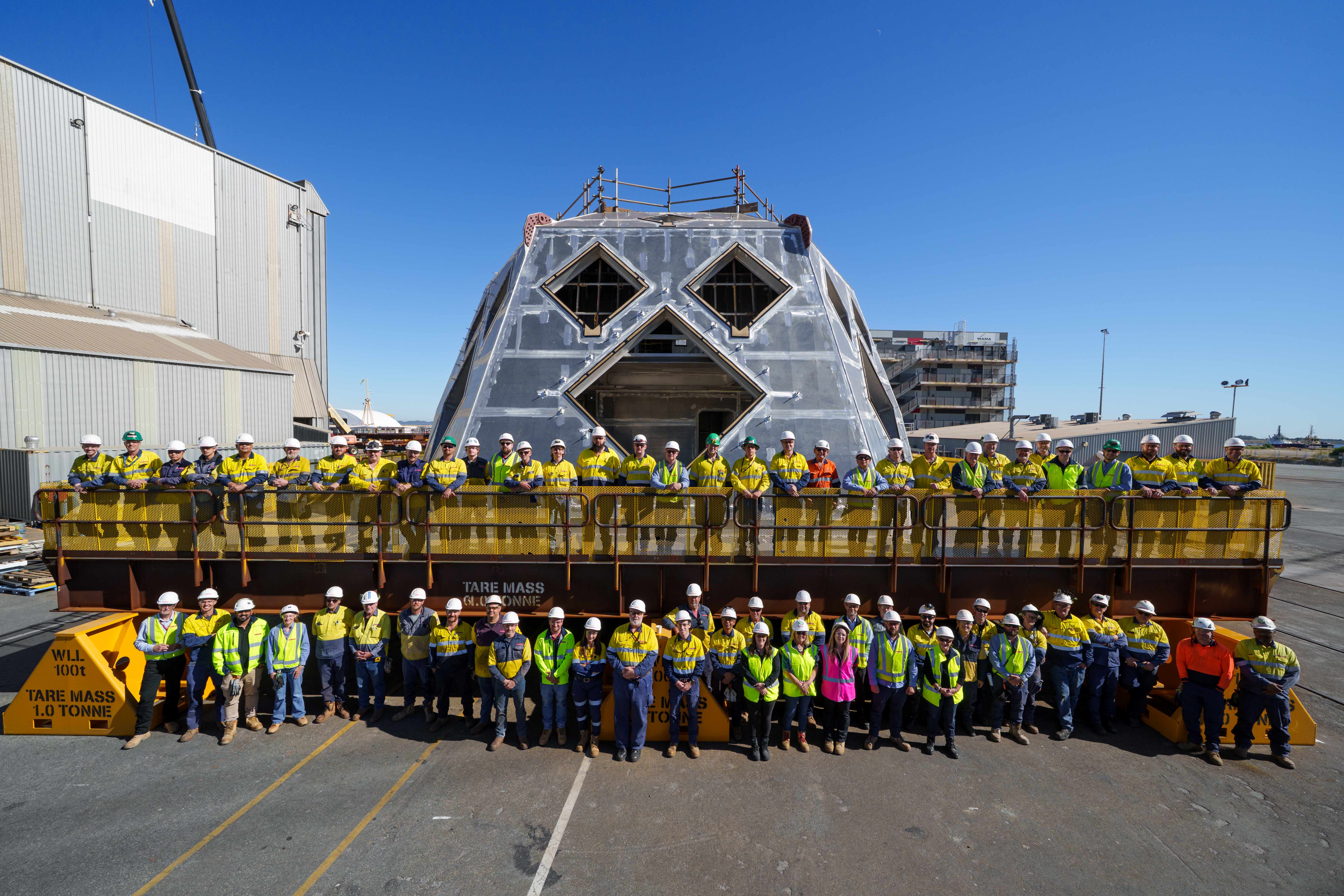 The Henderson team in front of the completed Proof-of-Concept Mast.