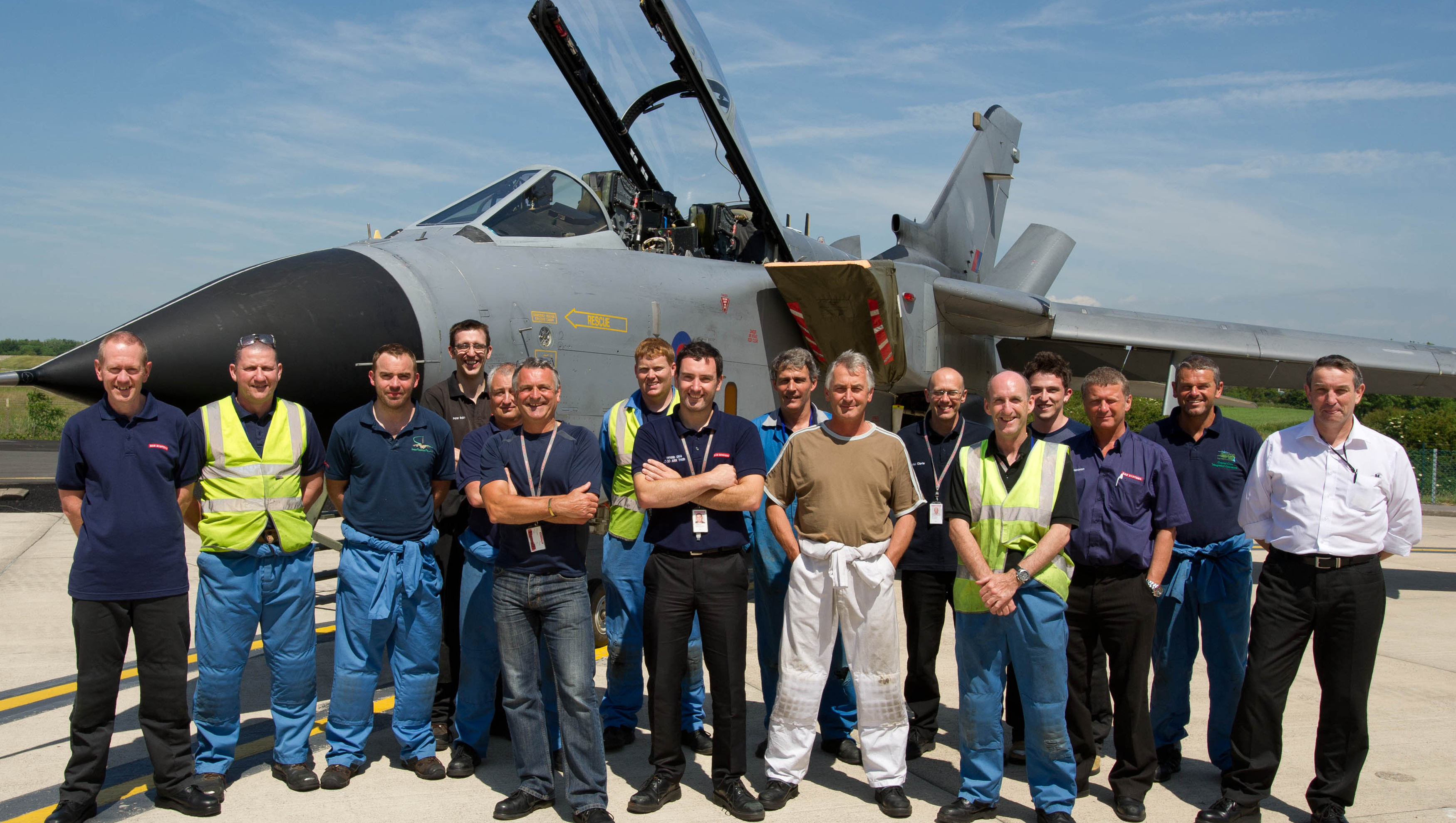 The team at Warton say farewell to the Tornado GR4, ZA402