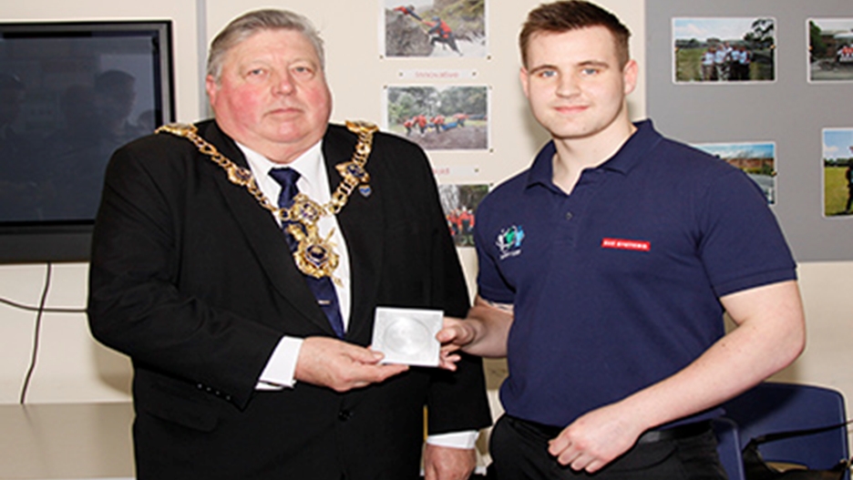 The Lord Mayor of Portsmouth and Maritime apprentice Adam Castley