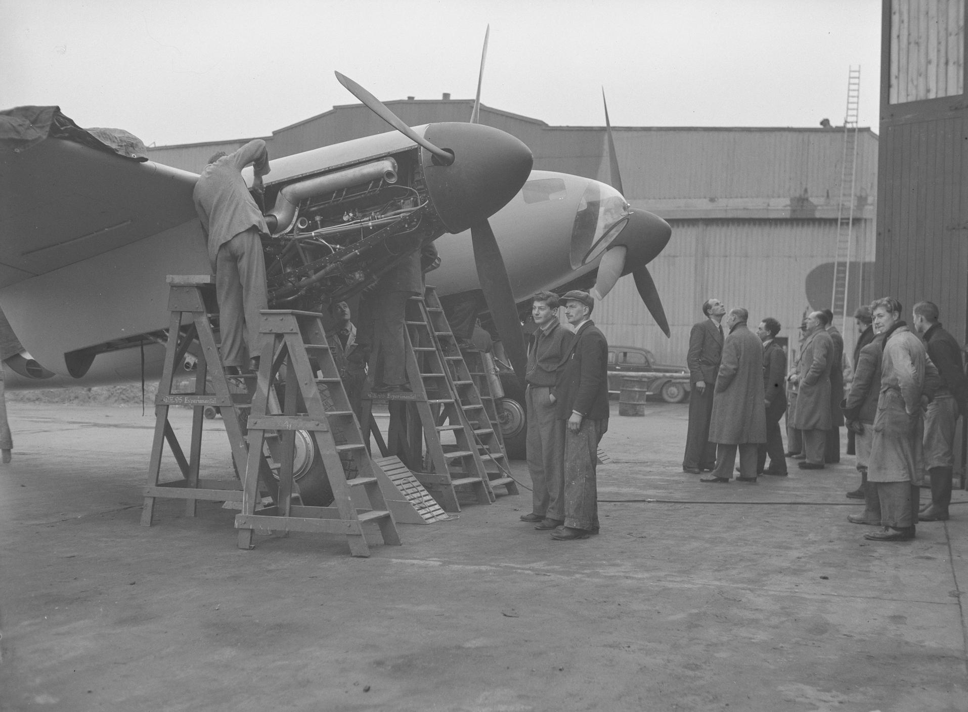 The prototype de Havilland DH.98 Mosquito E0234 undergoing engine runs at Salisbury Hall, 19th November 1940.