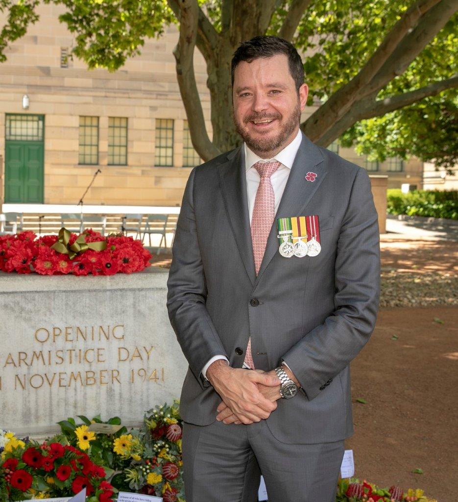 Mat pictured here at Australian War Memorial on Remembrance Day 2020. 