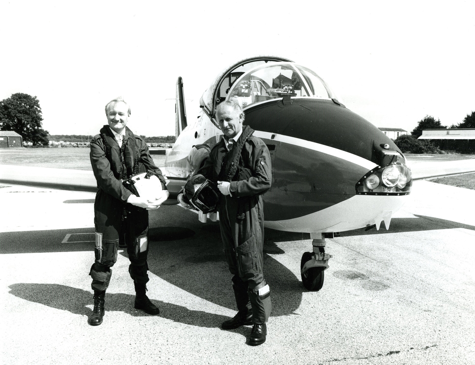 British Aircraft Corporation test pilots with Jet Provost at Hurn, 1960s.