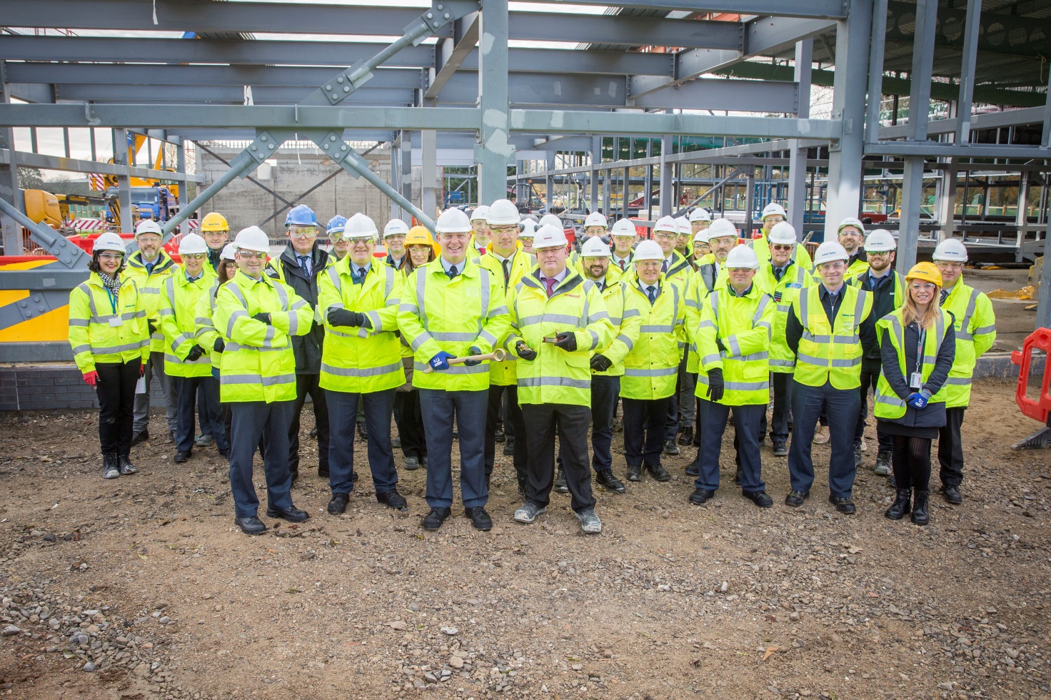Image of the golden bolt ceremony for three engineering and training facilities at RAF Marham