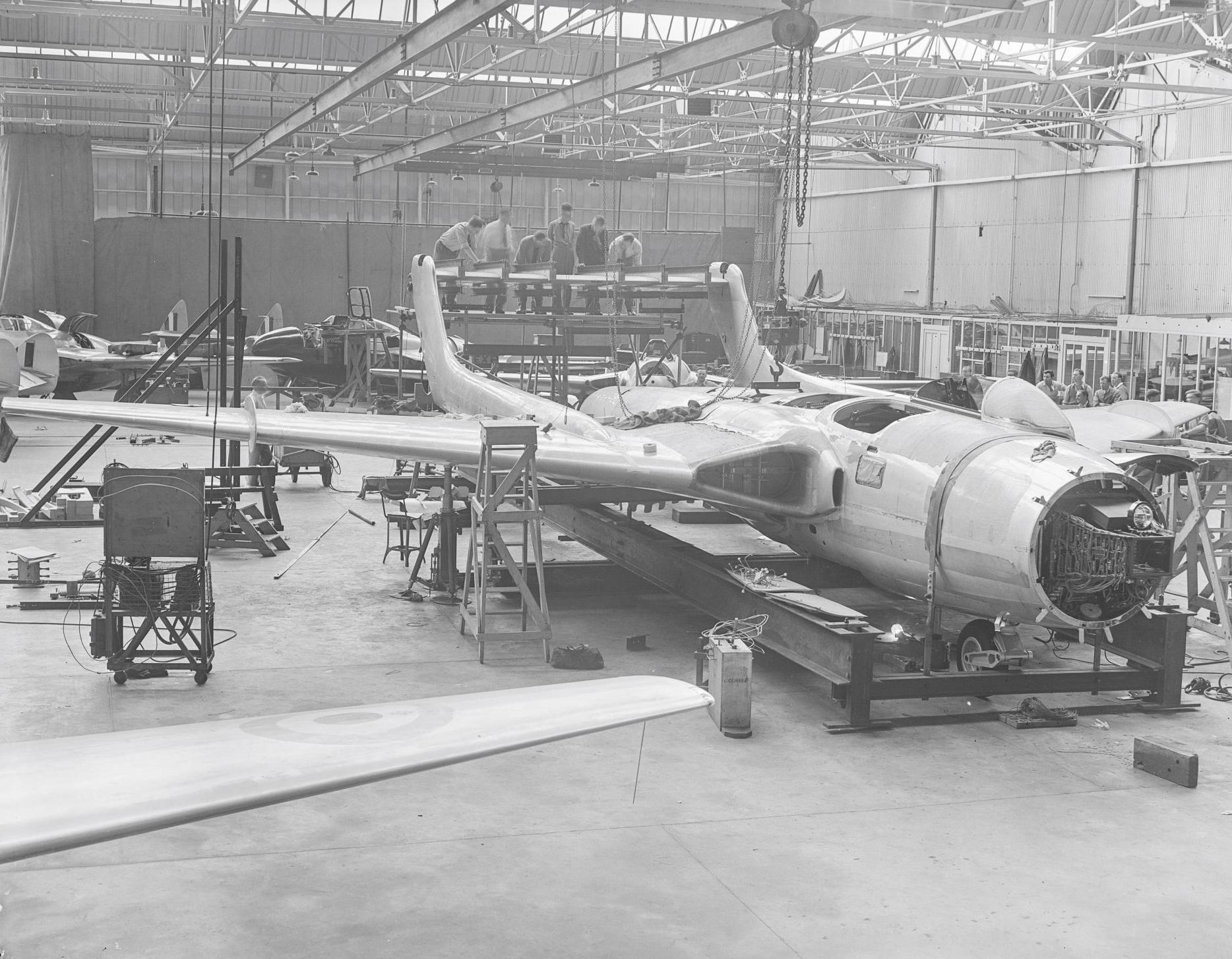 Prototype de Havilland DH.110 Sea Vixen undergoing tests at Hatfield, 8th July 1951.