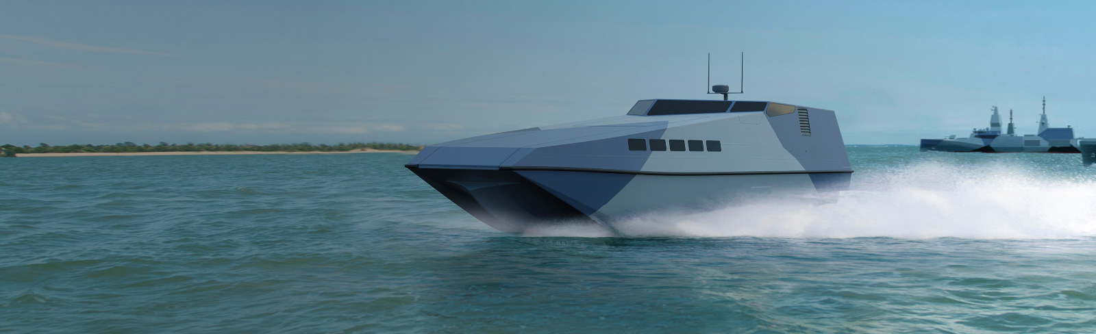 Connector ship at sea