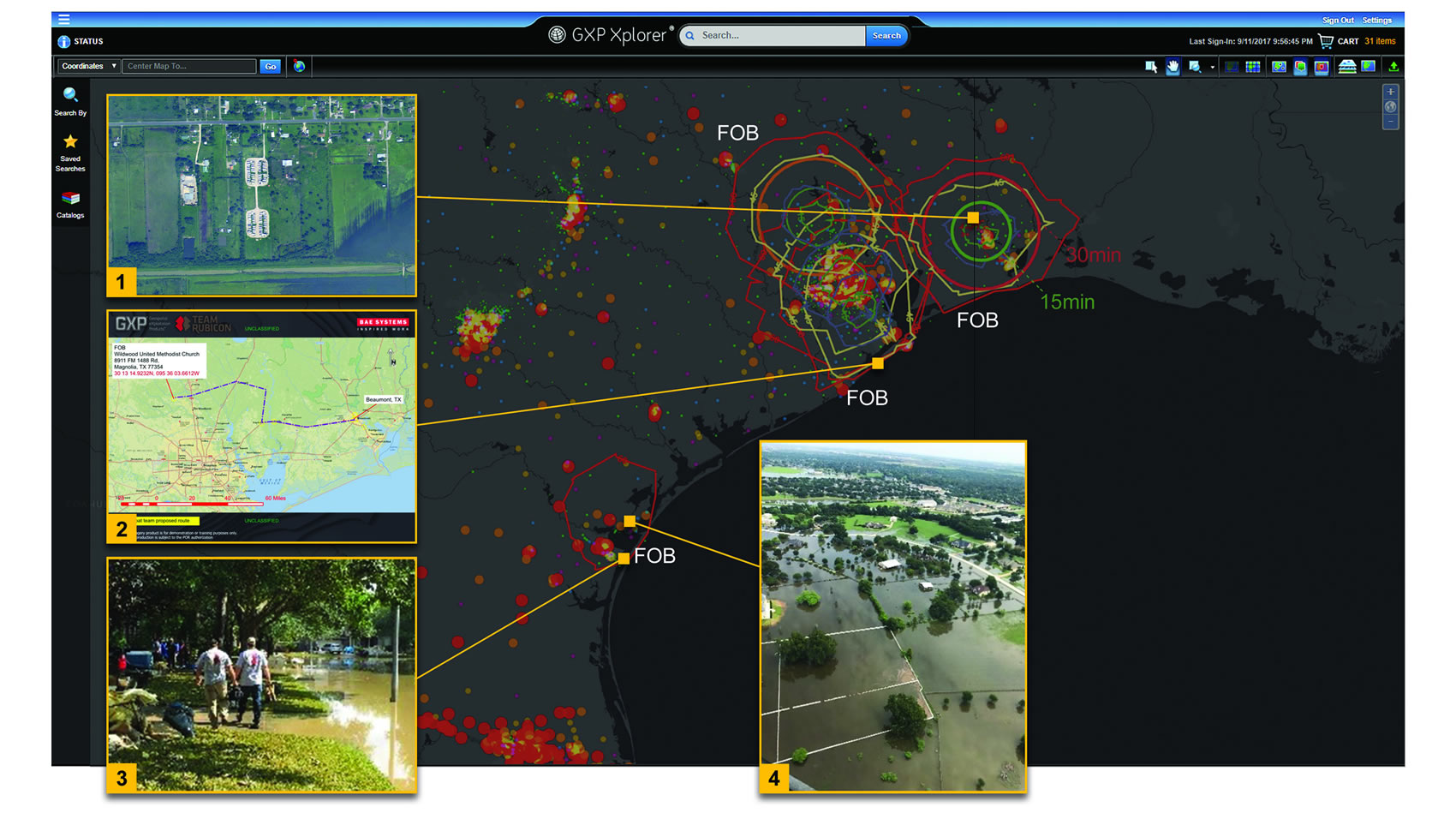 The  team used GXP Xplorer to provide response teams with enhanced views of the disaster area