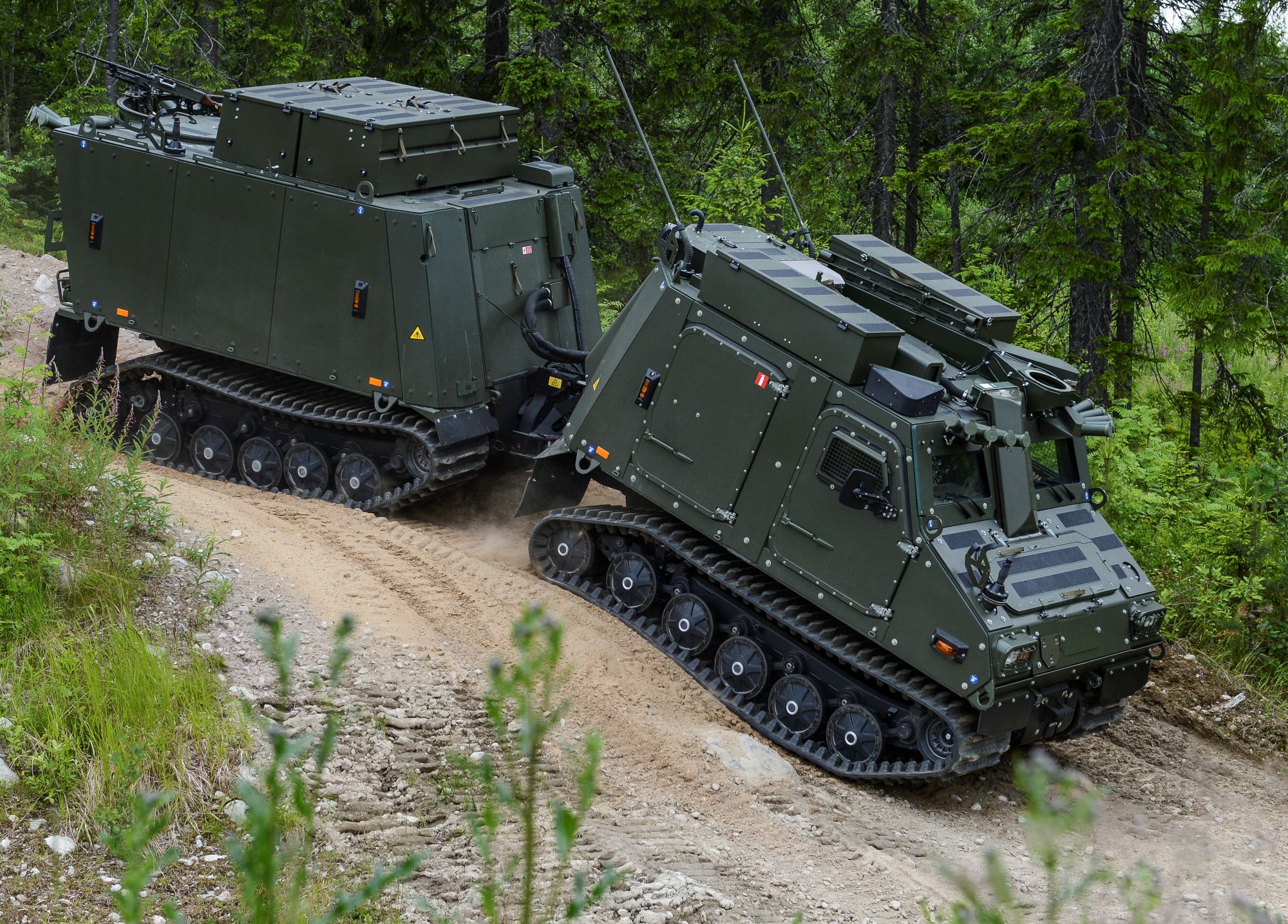 BvS10 armoured all-terrain vehicle driving downhill