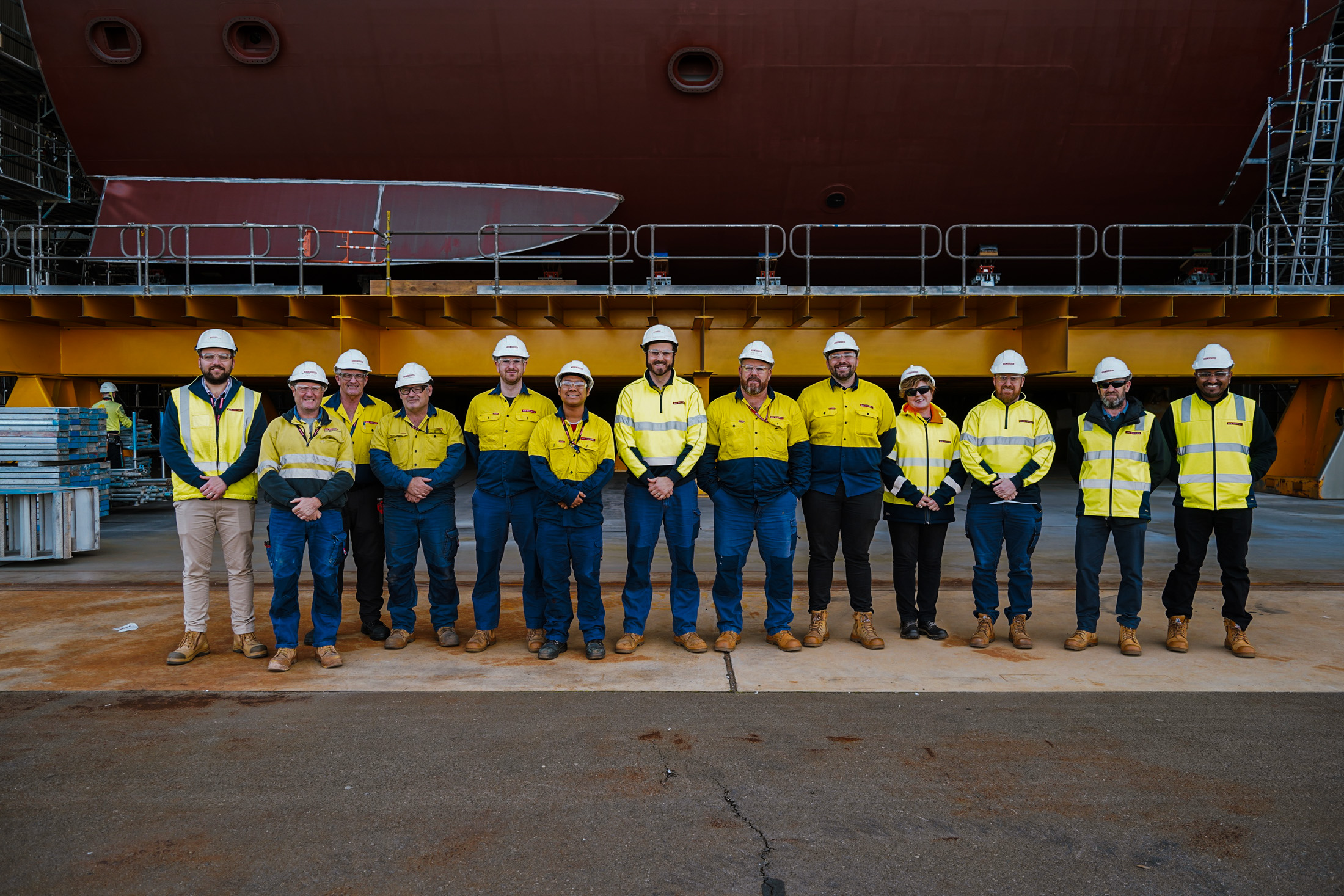 The Blast & Paint and supporting teams at the Osborne Naval Shipyard.