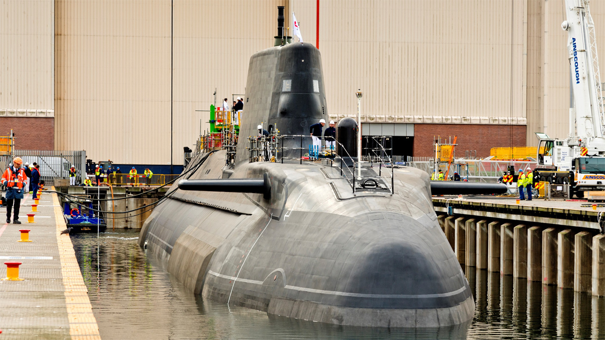 Image of Audacious entering the water for the first time