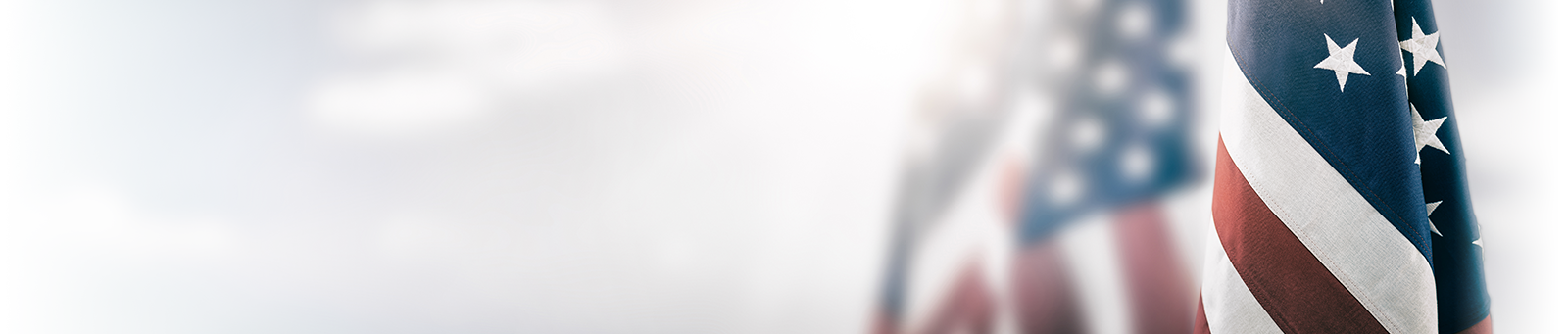 A blurred American flag on a pale gray background
