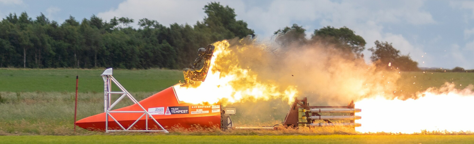 Crew escape test rig on fire