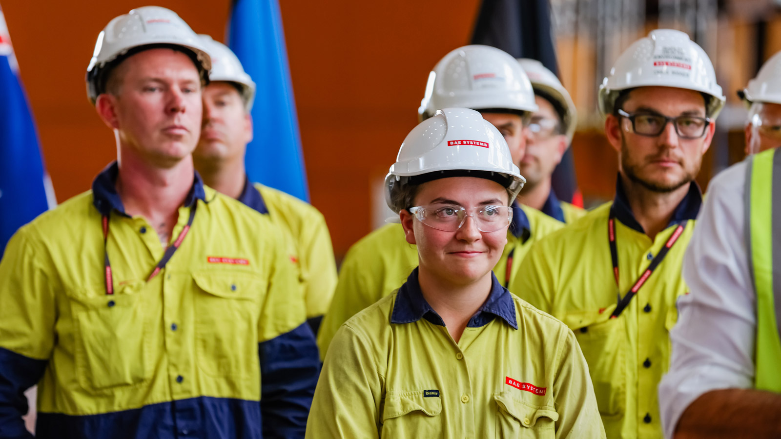 Smiles of optimism from Hunter Class Frigate Program workers at the press conference with the SA Premier after the Surface Combatant Review announcement