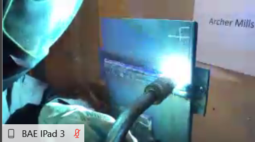 Lonny Snyder, certified weld instructor, conducted the tests which were live-streamed through an on-site iPad, while Greg Bakke, weld engineering training manager, conducted the interviews.