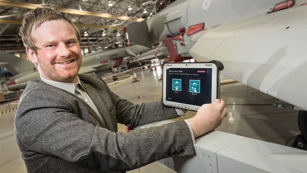 Shaun Waddington showing off Typhoon's tablet capabilities