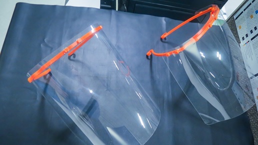 Face shield frame printing in Ft. Wayne, Indiana.