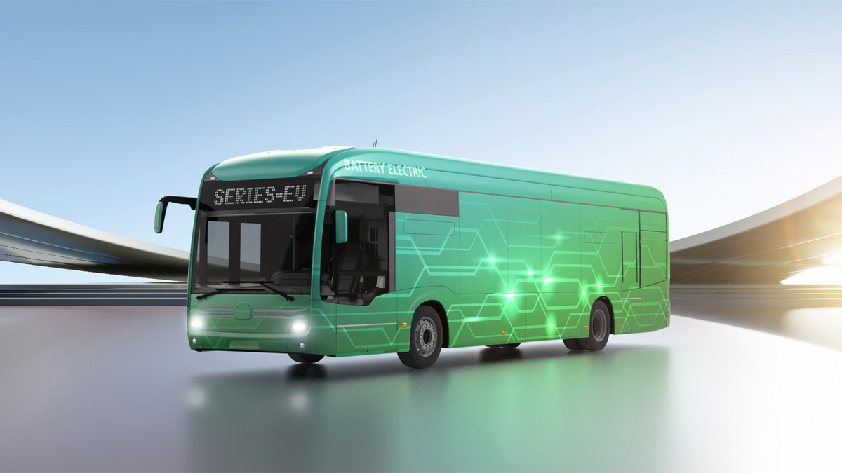 Green electric bus render