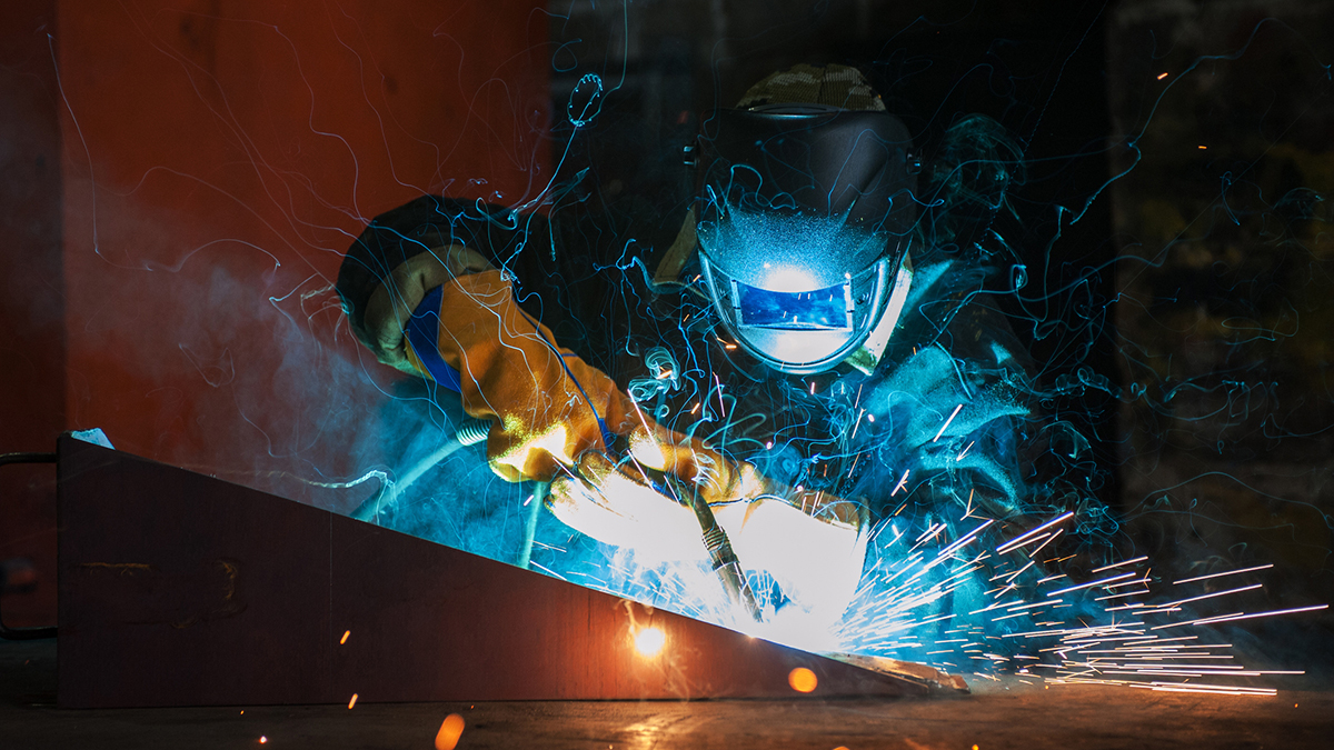 Manual welder stock photo