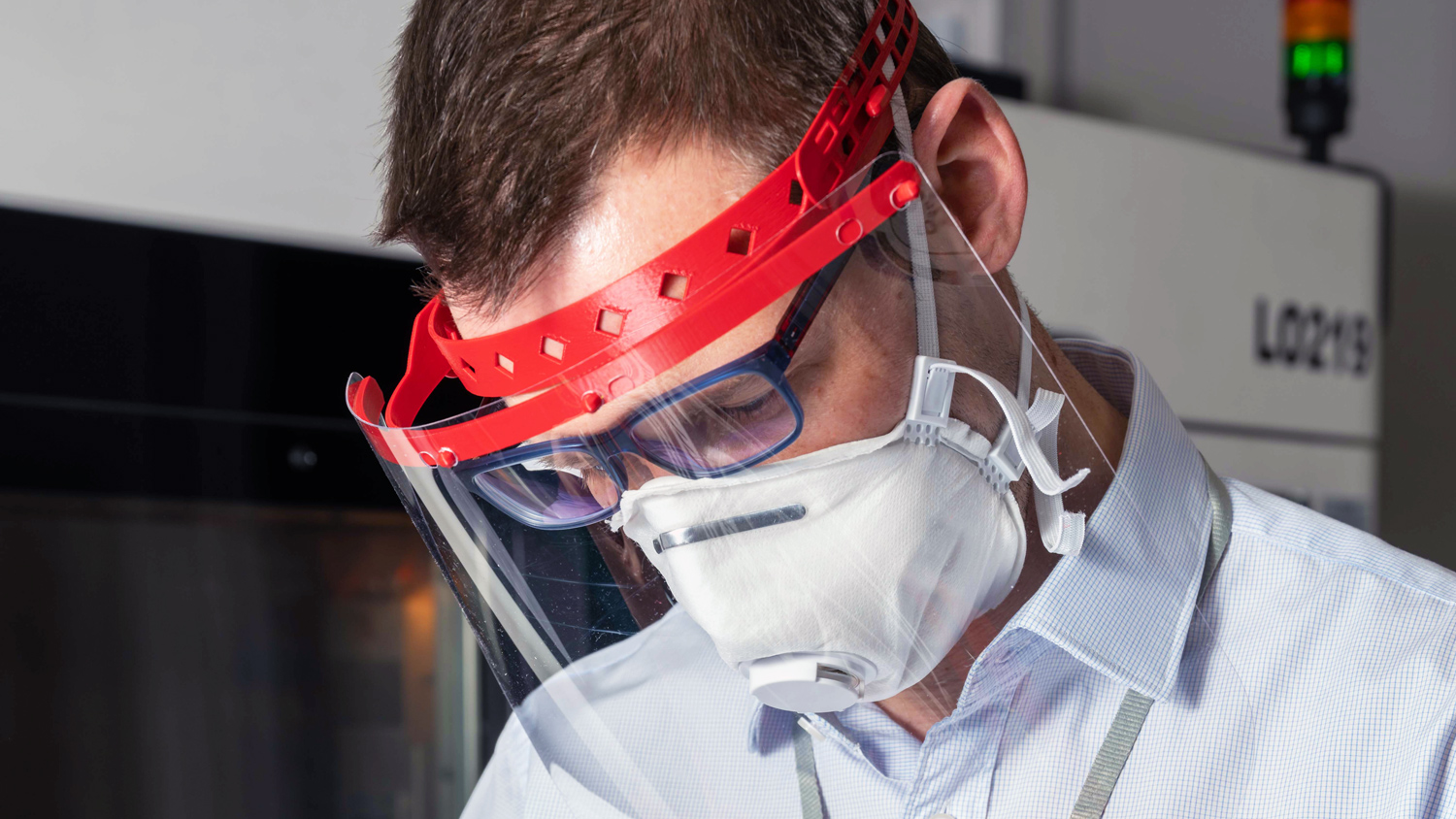 Image showing 3D printed face shield being worn