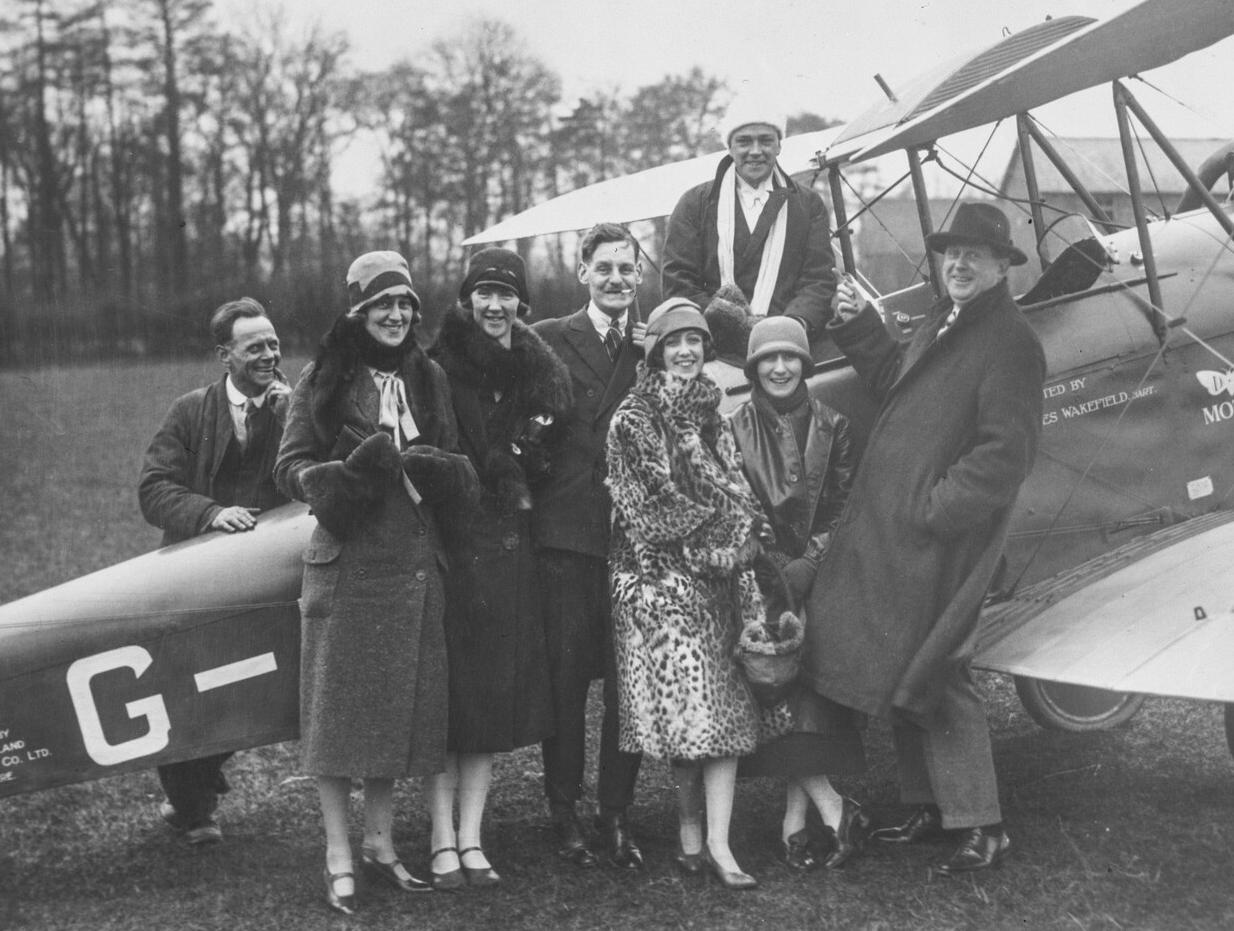 Members of a de Havilland Moth Flying Club at the de Havilland Aeronautical Technical School, Edgware, c. 1930.