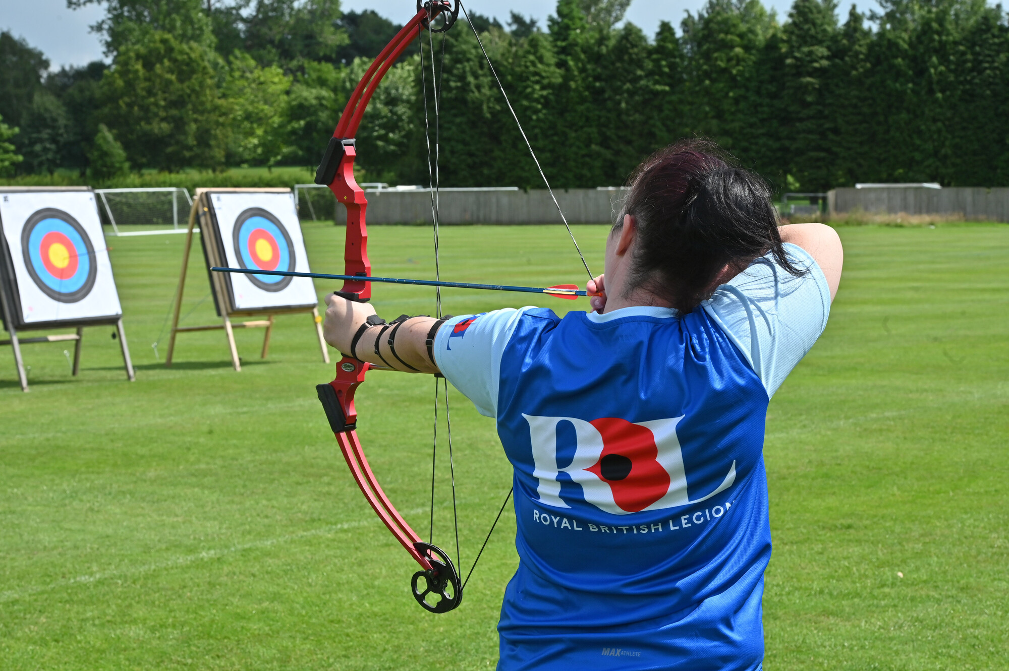 Veteran on archery course at The Battle Back Centre, Lilleshall, Shropshire.