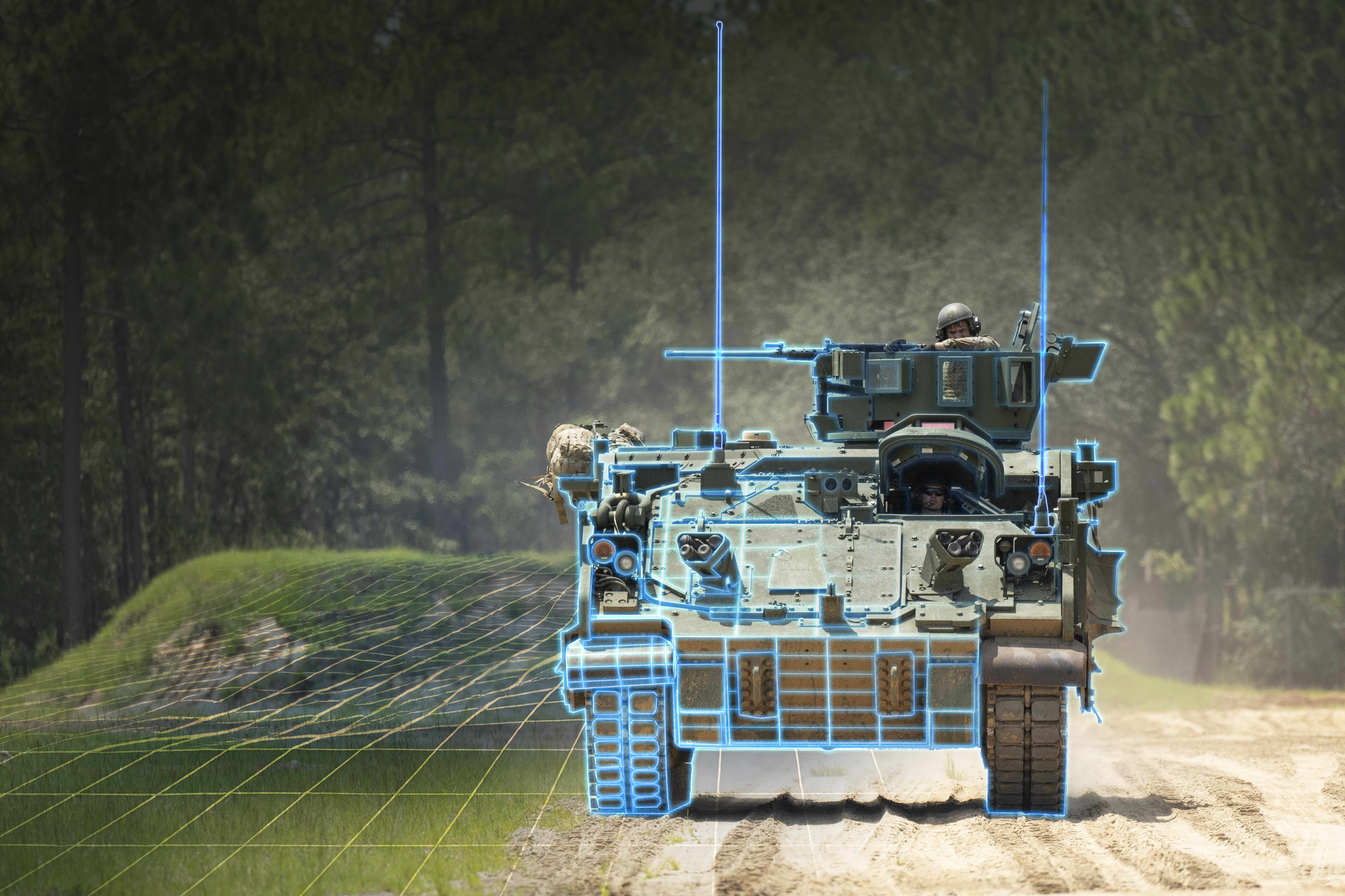 AMPV showing a digitized tech pattern to represent the advanced digital training that can be offered for our platforms.