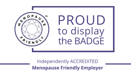 Proud to display the badge - Independently accredited menopause friendly employer