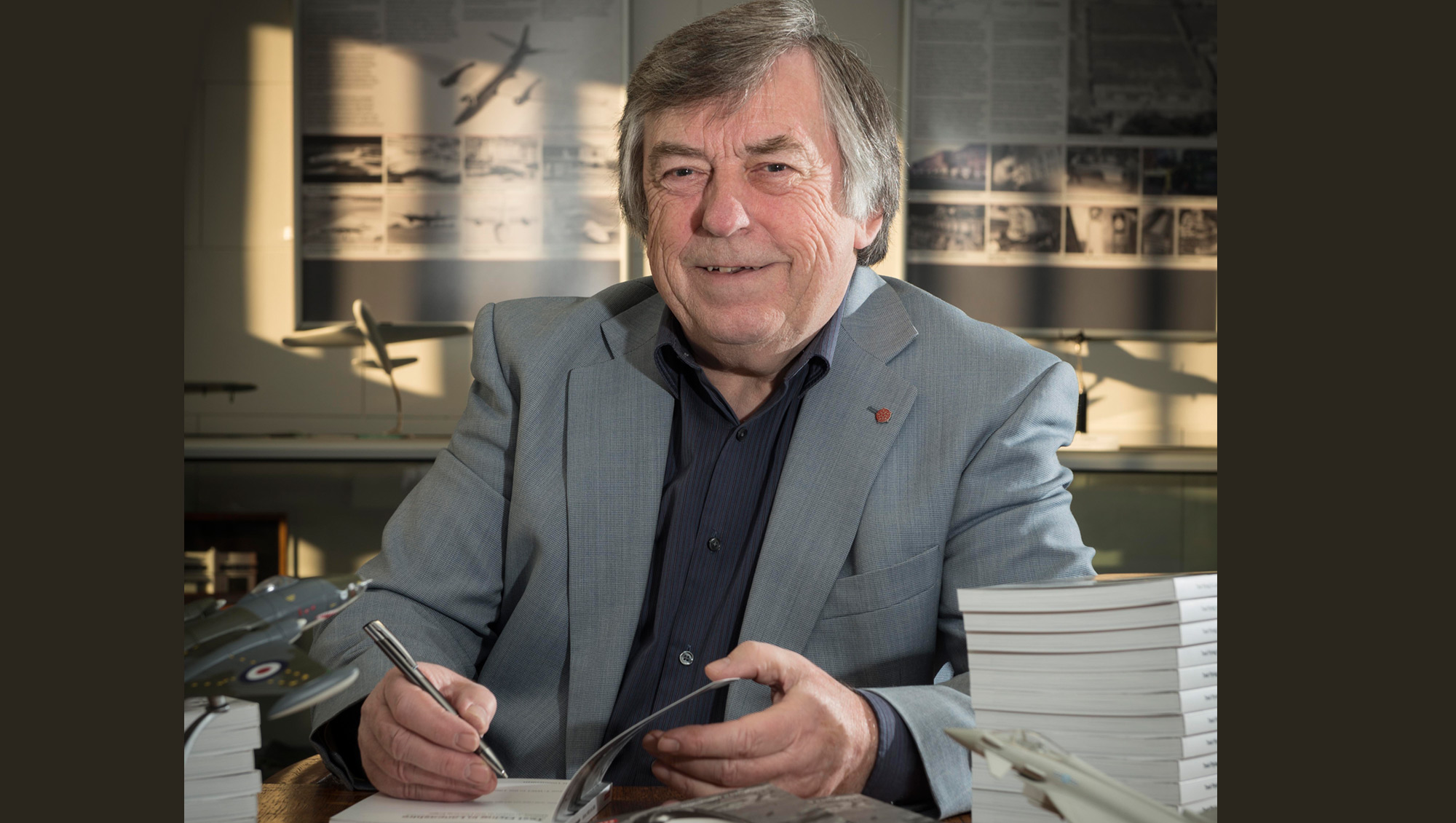 Jim Longworth with his book 'Test Flying in Lancashire'