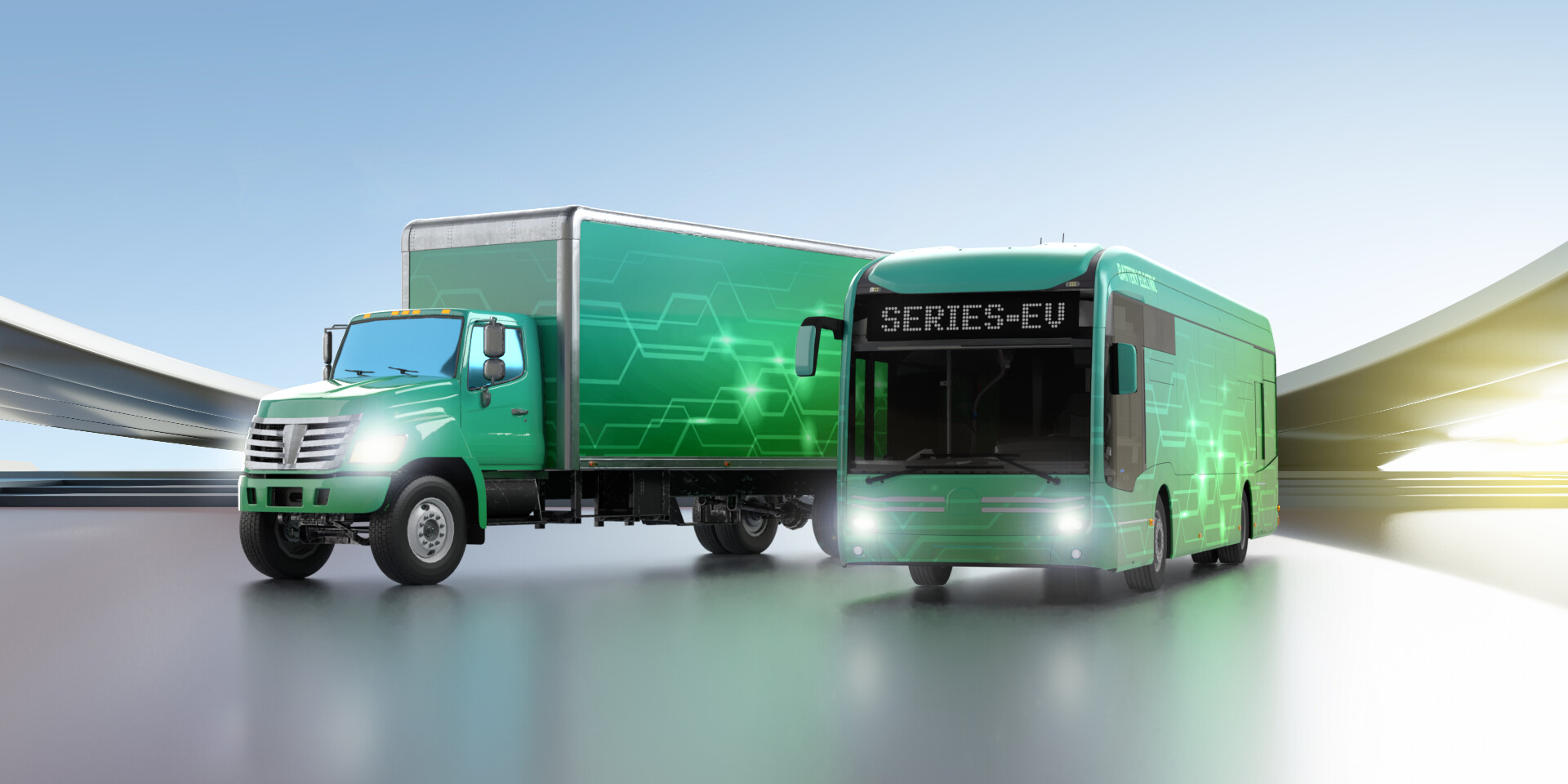 Electric bus and electric truck render