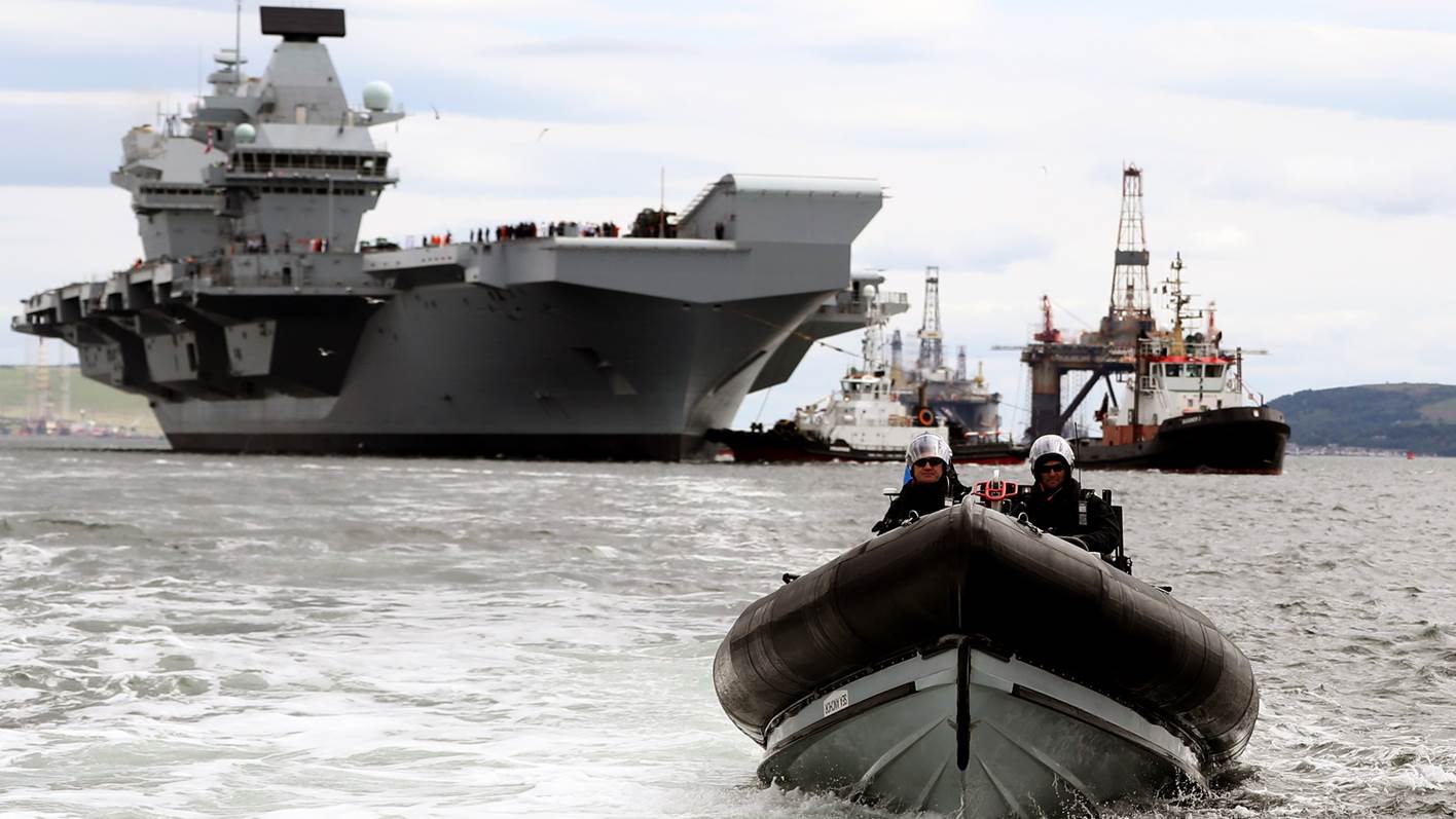 The Queen Elizabeth Class aircraft carriers are supported by our Pacific 24 RIBs.