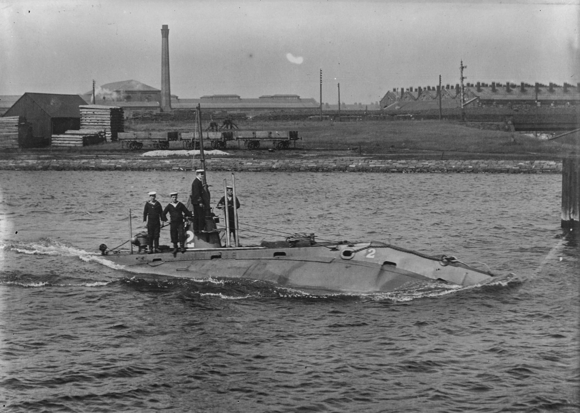 Submarine Holland Class No2 launched Barrow, 21st January 1902.