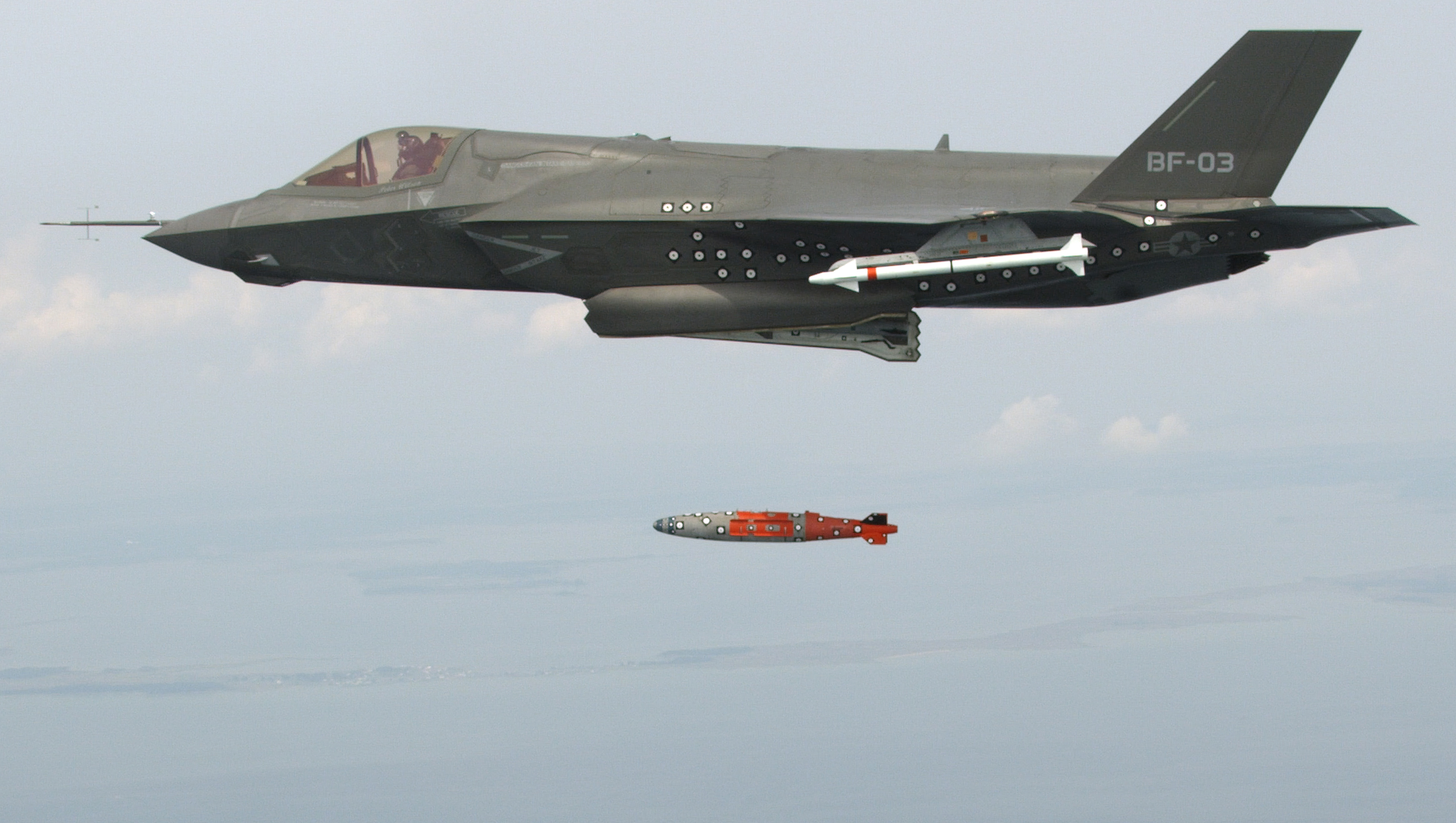 F-35 successfully releasing a weapon in flight