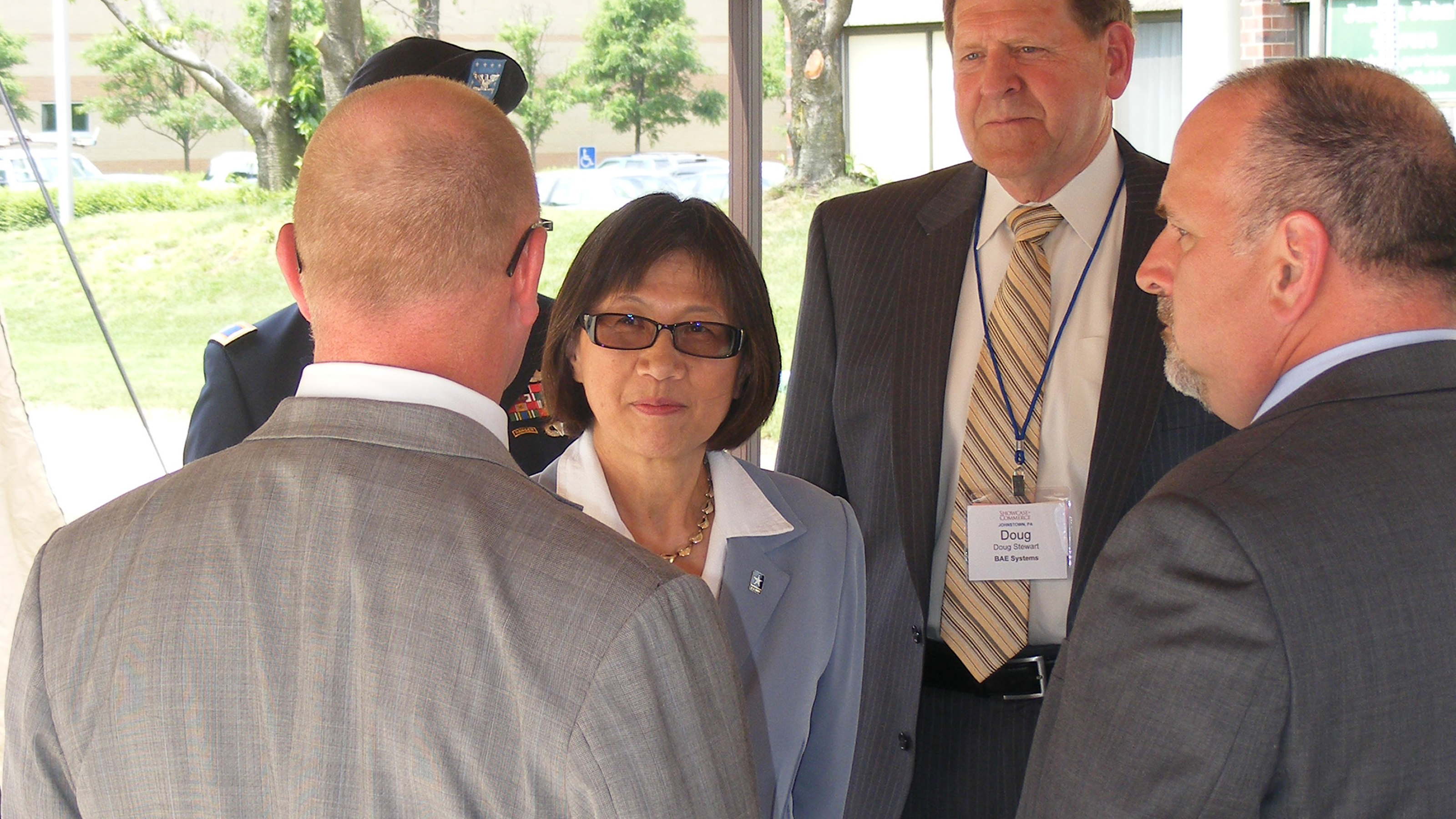Heidi Shyu, ASA (ALT), was one of the many VIPs that visited the BAE Systems display during the Johnstown Showcase for Commerce.