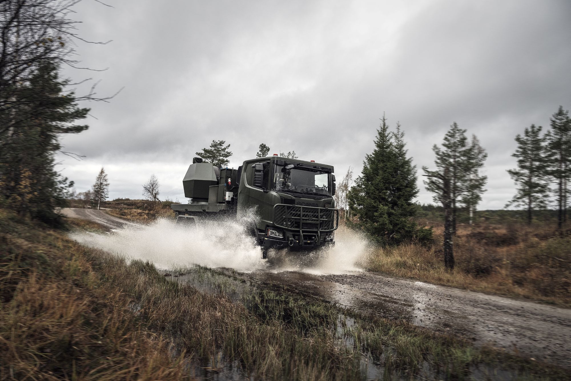 Tridon mobile air defence system manoeuvring on rough terrain